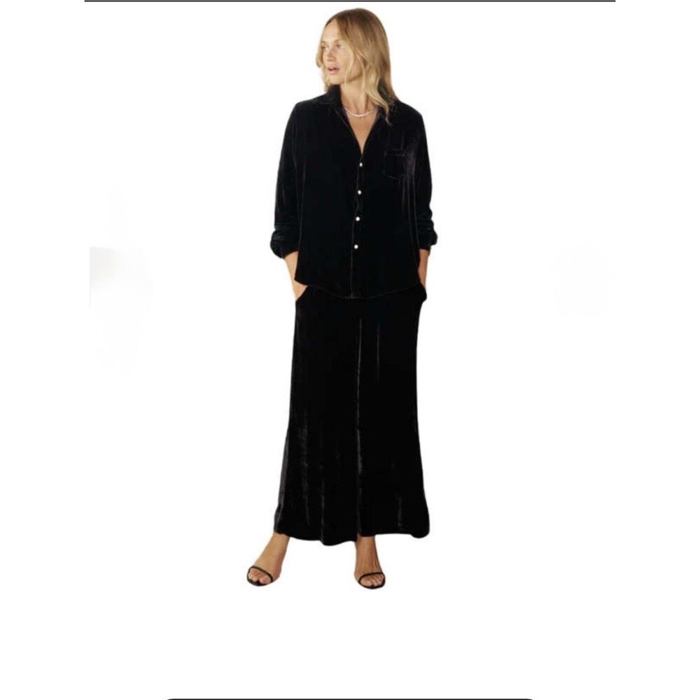 Frank & Eileen Tuscany Getaway Velvet Black Shirt & Pants Set Women’s Size M
